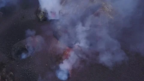 VOLCANO STROMBOLI | DRONE SHOTS | SICILY | CINEMATIC AERIAL 2K Stock Footage