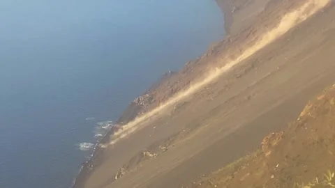 VOLCANO STROMBOLI | IPHONE FALLING STONE SHOT| SICILY Stock Footage 144113724