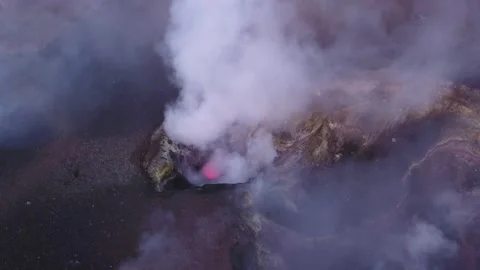 VOLCANO STROMBOLI | LAVA SHOTS | SICILY | CINEMATIC AERIAL 2K Stock Footage 144159482