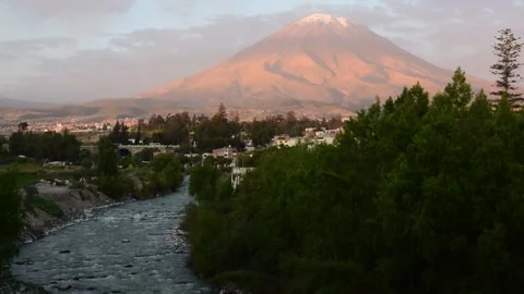 Volcano at Sunset Stock-Footage 145156736