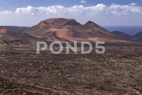 Volcano at Timanfaya National Park, Lanzarote, Canary Islands Stock Photos