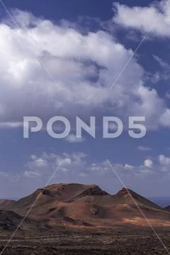 Volcano at Timanfaya National Park, Lanzarote, Canary Islands Stock Photos
