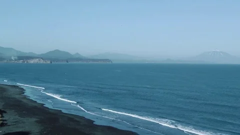 Volcano of Tyatya, view from the sea shore, Kunashir Island Stock-Footage 84005874
