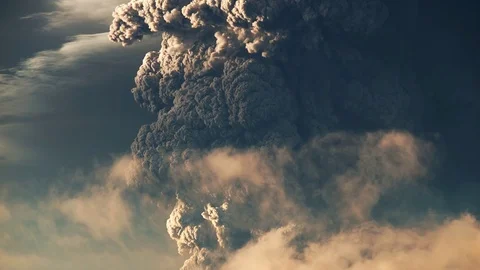 The volcano woke up and throws hot ashes Stock Footage 127202417