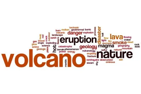 Volcano word cloud Stock Illustration