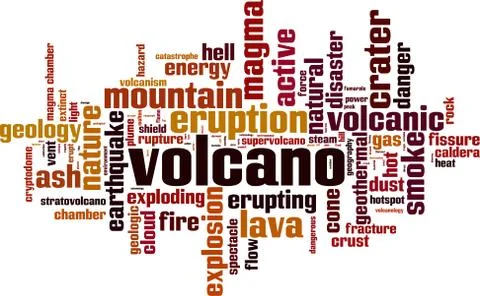 Volcano word cloud Stock Illustration