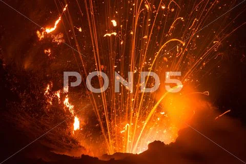 Volcano yasur eruption Stock Photos