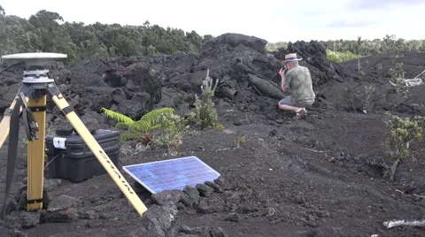 Volcanologist at work. earth science research Hawaii Stock Footage 56595080