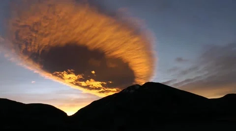 Volcano...mountain with clouds in sunset ! Stock Footage 63038448
