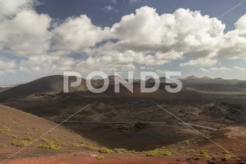 Volcanos at Timanfaya National Park, Lanzarote, Canary Islands Stock Photos