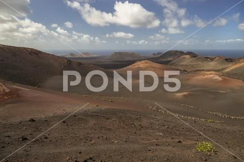 Volcanos at Timanfaya National Park, Lanzarote, Canary Islands Stock Photos