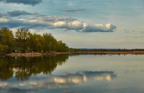 The Volga landscape with reflection Foto stock