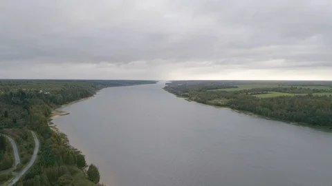 Volga river on a cloudy day Video stock 101662442