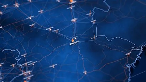 Volgograd map big data visualization. Futuristic map infographic of city in Stock Illustration