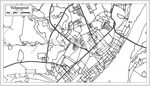 Volgograd Russia City Map in Retro Style. Outline Map. Stock Illustration