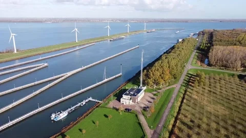 Volkerak lock, part of the delta plan in the south of the Netherlands. 動画素材 145876729