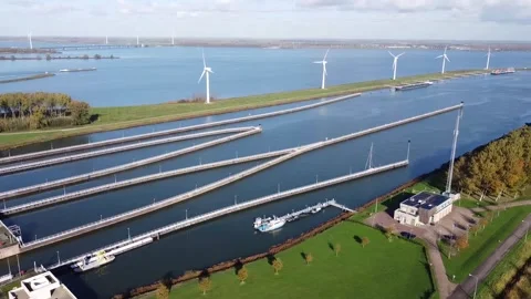 Volkerak lock, part of the delta plan in the south of the Netherlands. Stock Footage 145876773