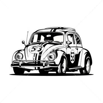 Volkswagen Beetle Herbie car illustration vector Stock Illustration
