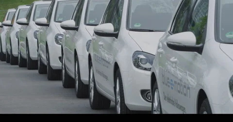 Volkswagen e-Golf Fleet ready for testing - electric cars Stock Footage 154959062