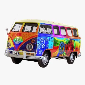 Volkswagen Type 2 Hippie Simple Interior 3D Model