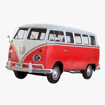 Volkswagen Type 2 Red Simple Interior 3D Model
