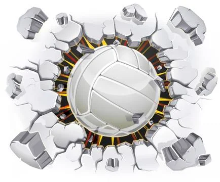 Volleyball and Old Plaster wall damage. Vector illustration Stock Illustration