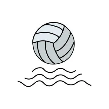 Volleyball ball floating on water surface, simple sports icon Stock Illustration