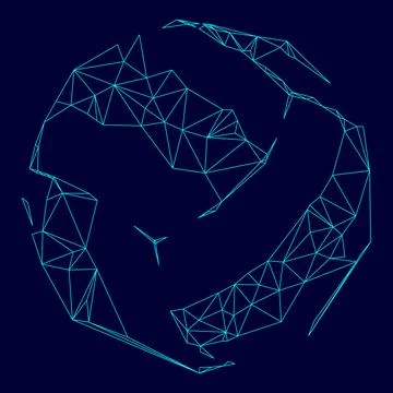 Volleyball ball low poly triangulation triangulated polygonal electric cyan b Stock Illustration