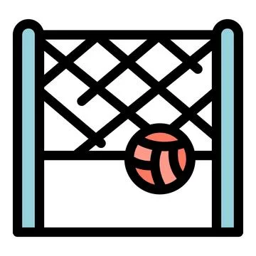 Volleyball ball passing through net during beach volleyball match Stock Illustration