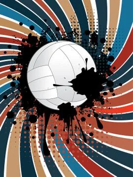 Volleyball Ball on Rays Background Ilustración de archivo