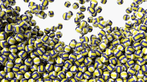 Volleyball balls falling down. Volley balls drooping and stacking. Vídeo Stock 267842924
