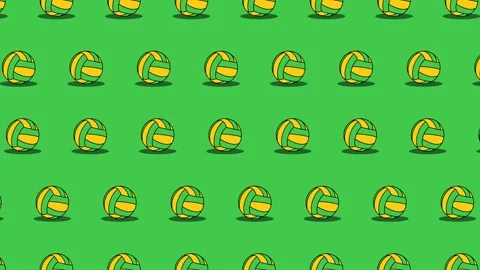 Volleyball balls seamless loop pattern on a green background Stock Footage 174304961