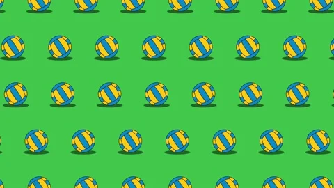 Volleyball balls seamless loop pattern on a green background Video stock 174305061