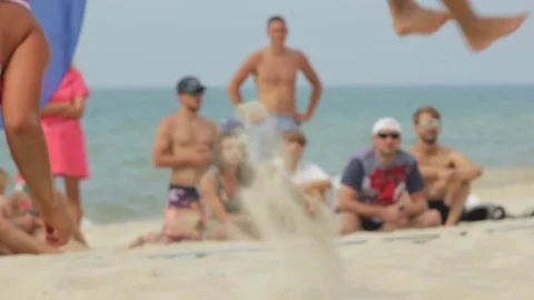 Volleyball At The Beach Stock Footage 81658728