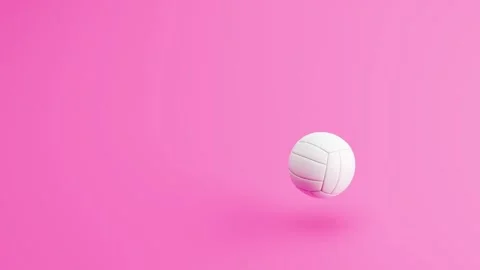 Volleyball Bouncing on Pink Background with Copy Space, Seamless 3D Animation Stock Footage 332273809