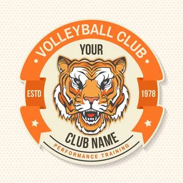 Volleyball club logo, patch. Vector illustration. For college league sport club Illustrazione stock