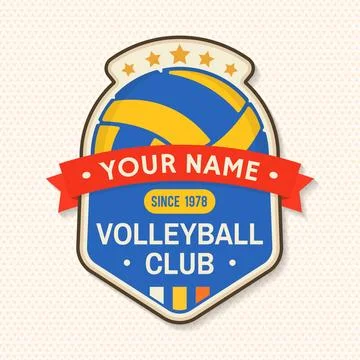 Volleyball club logo, patch. Vector illustration. For college league sport club Stock Illustration
