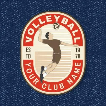 Volleyball club logo, patch. Vector illustration. For college league sport club Stock Illustration