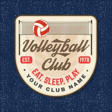 Volleyball club logo, patch. Vector illustration. For college league sport club Stock Illustration