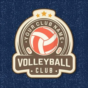 Volleyball club logo, patch. Vector illustration. For college league sport club Illustrazione stock