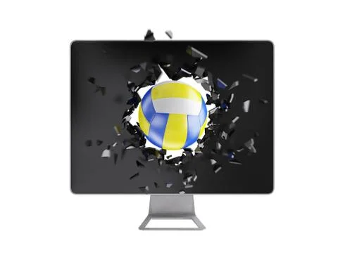 Volleyball destroy computer screen. Stock-Illustration