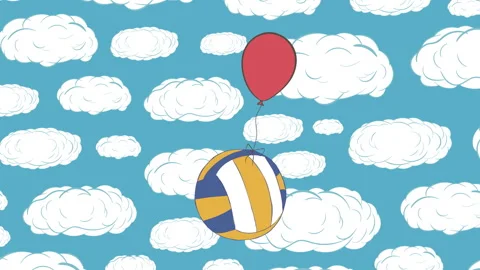 The volleyball flies on the sky Stock Footage 91896772