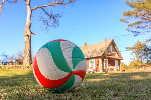 Volleyball on the grass Stock Photos