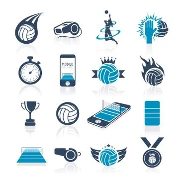 Volleyball icon set Stock Illustration