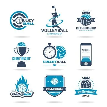 Volleyball icon set  Stock Illustration