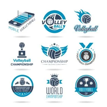 Volleyball icon set  Stock Illustration