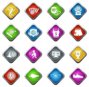 Volleyball icon set Stock Illustration