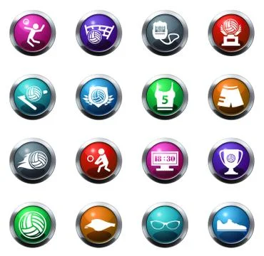 Volleyball icon set Stock Illustration