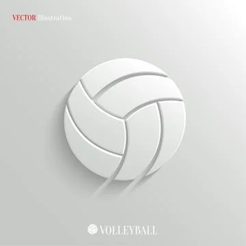 Volleyball icon - vector white app button Stock Illustration