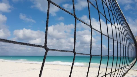 Volleyball net on the beach Video stock 129646735